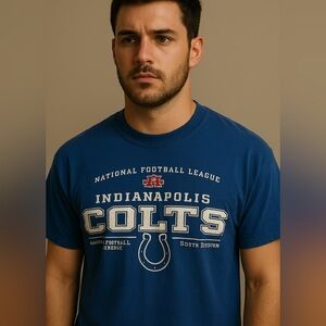 NFL Tee Indianapolis Colts Graphic Cotton Blue White Size Large